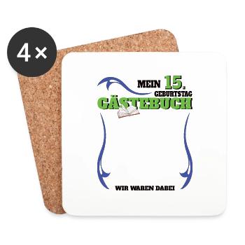 15th Birthday Girl & Boy Guestbook - Coasters (set of 4) - white - Front