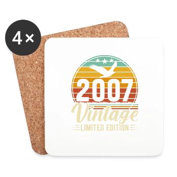 Anniversaire 18 Ans Original 2007 Cadeau Fête - Dessous de verre (lot de 4) - blanc - Devant
