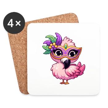 Mardi Gras Comic Flamingo - Coasters (set of 4) - white - Front