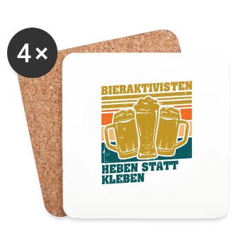 Beer activists: Lifting instead of gluing - Coasters (set of 4) - white - Front