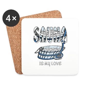 LE SAUNA, C’EST MON AMOUR - Dessous de verre (lot de 4) - blanc - Devant