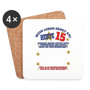15th Birthday Girl & Boy Guestbook - Coasters (set of 4) - white - Front