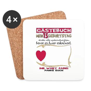 15th Birthday Girl & Boy Guestbook - Coasters (set of 4) - white - Front