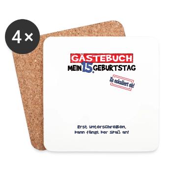 15th Birthday Girl & Boy Guestbook - Coasters (set of 4) - white - Front