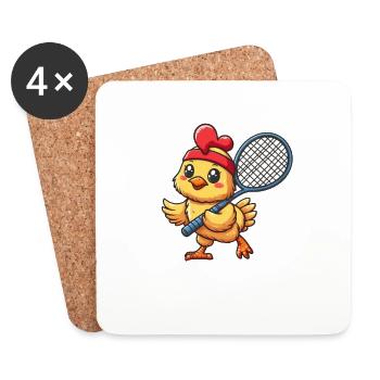 Poulet et poussins de tennis : l’ du club - Dessous de verre (lot de 4) - blanc - Devant
