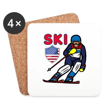 Skifahren - Untersetzer (4er-Set) - Weiß - Vorne
