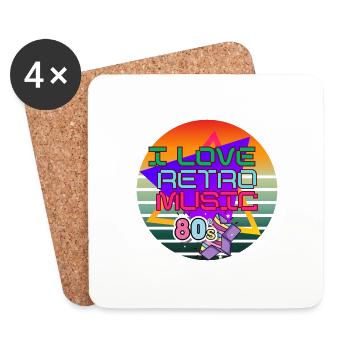 J’adore la musique rétro - Dessous de verre (lot de 4) - blanc - Devant