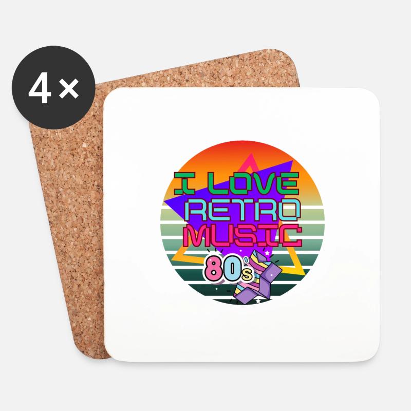 Ich liebe Retro-Musik - Untersetzer (4er-Set) - Weiß