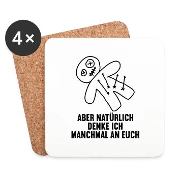 Klar denke ich oft an dich Voodoo Puppe Misanthrop - Untersetzer (4er-Set) - Weiß - Vorne