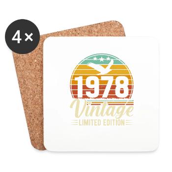Unique 1978 anniversaire année rétro Design - Dessous de verre (lot de 4) - blanc - Devant