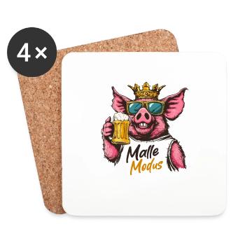 Malle Modus König Schwein Bier - Untersetzer (4er-Set) - Weiß - Vorne