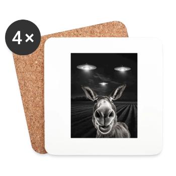 Funny ass selfie in front of UFOs Asses UFO - Coasters (set of 4) - white - Front