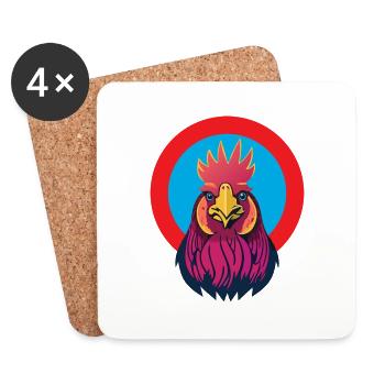 Crazy rooster! - Coasters (set of 4) - white - Front