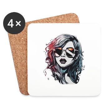 Woman / Pretty / Portrait / Colorful Hair / Model - Coasters (set of 4) - white - Front