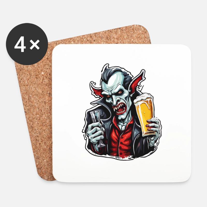 Vampir / Dracula / Blutsauger / Halloween / Mythos - Untersetzer (4er-Set) - Weiß