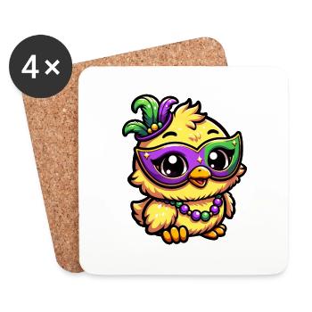 Mardi Gras Chicken, Chick in Disguise - Coasters (set of 4) - white - Front