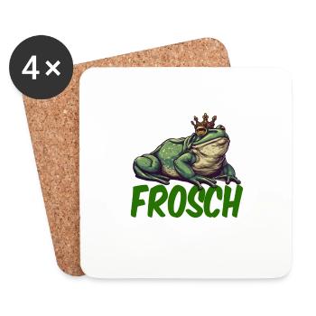 Froschkostüm Frosch Kostüm Karneval Ich bin Ein - Untersetzer (4er-Set) - Weiß - Vorne