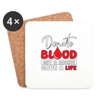 Donner du sang Faire un don de sang Sauver des vies Don de sang - Dessous de verre (lot de 4) - blanc - Devant