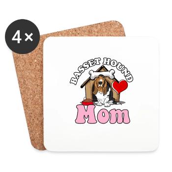 Basset Hound Mom Dog Lover Funny Bassethound Dog - Coasters (set of 4) - white - Front