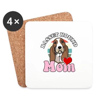 Basset Hound Mom Dog Lover Funny Bassethound Dog - Coasters (set of 4) - white - Front