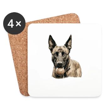Belgian shepherd dog T dog owner Malinois police - Coasters (set of 4) - white - Front