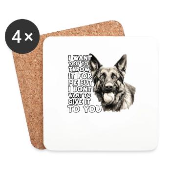 Deutscher Schäferhund T Hundebesitzer Outfit - Untersetzer (4er-Set) - Weiß - Vorne