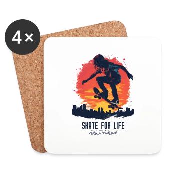 Skateboarder Skateboard Skate Skater Sonne - Untersetzer (4er-Set) - Weiß - Vorne