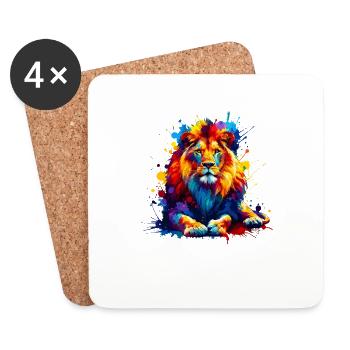 Splash Art Lions Wildlife Safari Zoo Lion d’Afrique - Dessous de verre (lot de 4) - blanc - Devant