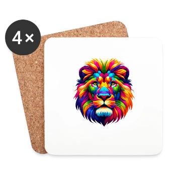 Pop Art Lions Wildlife Safari Zoo Lion d’Afrique - Dessous de verre (lot de 4) - blanc - Devant