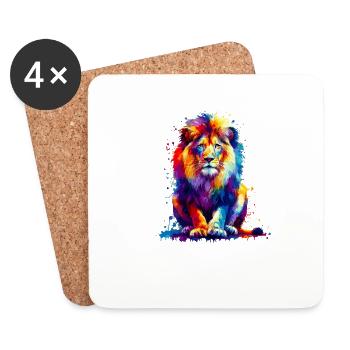 Splash Art Lions Wildlife Safari Zoo Lion d’Afrique - Dessous de verre (lot de 4) - blanc - Devant