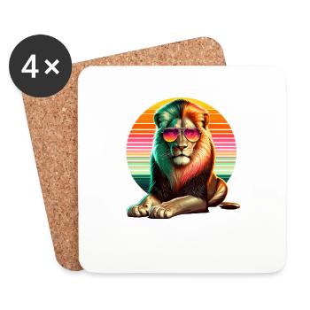 Pop Art Sunglasses Lions Wildlife Safari Zoo - Coasters (set of 4) - white - Front