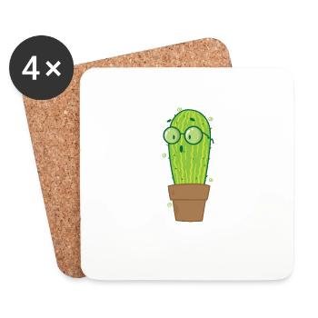Plante de cactus Nerd - Dessous de verre (lot de 4) - blanc - Devant
