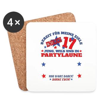 17th Birthday Girl & Boy Guestbook - Coasters (set of 4) - white - Front