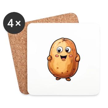 Kartoffel Kawaii - Untersetzer (4er-Set) - Weiß - Vorne