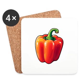 Red bell pepper - Coasters (set of 4) - white - Front