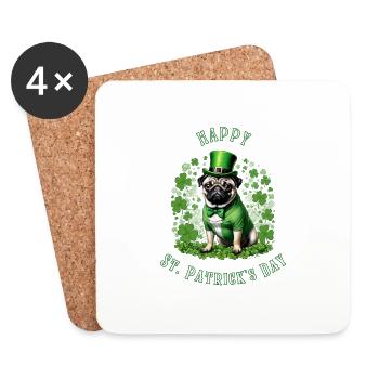 Carlin de la Saint-Patrick I Shamrock Carlin de la Saint-Paddy - Dessous de verre (lot de 4) - blanc - Devant