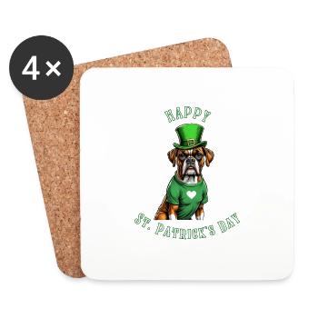 Boxer Dog St. Patrick's Day I Irish Green Hat St - Untersetzer (4er-Set) - Weiß - Vorne