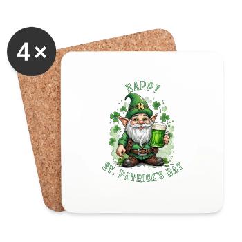 Leprechaun de la Saint-Patrick I Bière verte I - Dessous de verre (lot de 4) - blanc - Devant