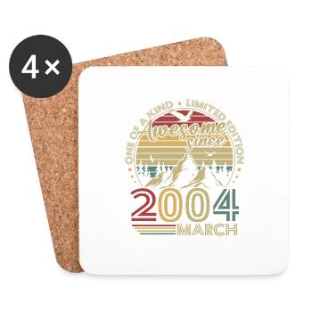 Vintage March 2004 Retro Birthday Gift - Coasters (set of 4) - white - Front