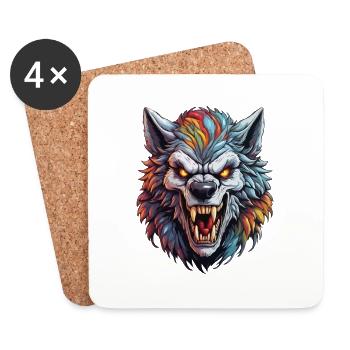 Werewolf / Full Moon / Creature / Transformation / Curse - Coasters (set of 4) - white - Front