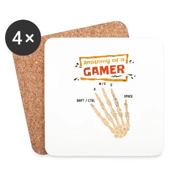 Anatomie d’un Gamer squelette main Vintage Gamer - Dessous de verre (lot de 4) - blanc - Devant