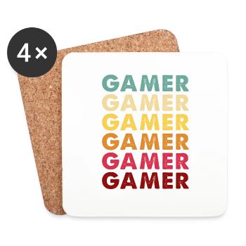 Funny Vintage Video Game Shirt Retro GAMER Men - Coasters (set of 4) - white - Front