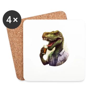 Lustiger Bier Party und Sauftour Saurierer T-Rex - Untersetzer (4er-Set) - Weiß - Vorne