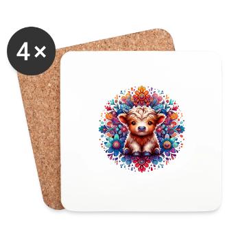 Highland Cow - Magical Meadow - Coasters (set of 4) - white - Front