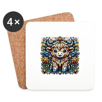 Mosaic Highland Calf - Coasters (set of 4) - white - Front