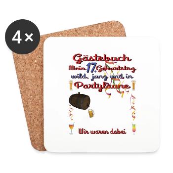 17th Birthday Girl & Boy Guestbook - Coasters (set of 4) - white - Front