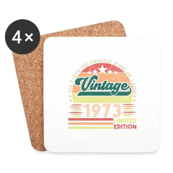Cadeau d’anniversaire Retro 1973. Vintage 1973. - Dessous de verre (lot de 4) - blanc - Devant