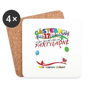 17th Birthday Girl & Boy Guestbook - Coasters (set of 4) - white - Front