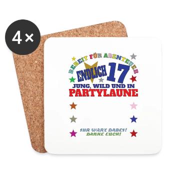 17th Birthday Girl & Boy Guestbook - Coasters (set of 4) - white - Front