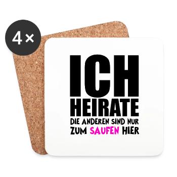 Junggesellenabschied / JGA / Heiraten / Saufen - Untersetzer (4er-Set) - Weiß - Vorne